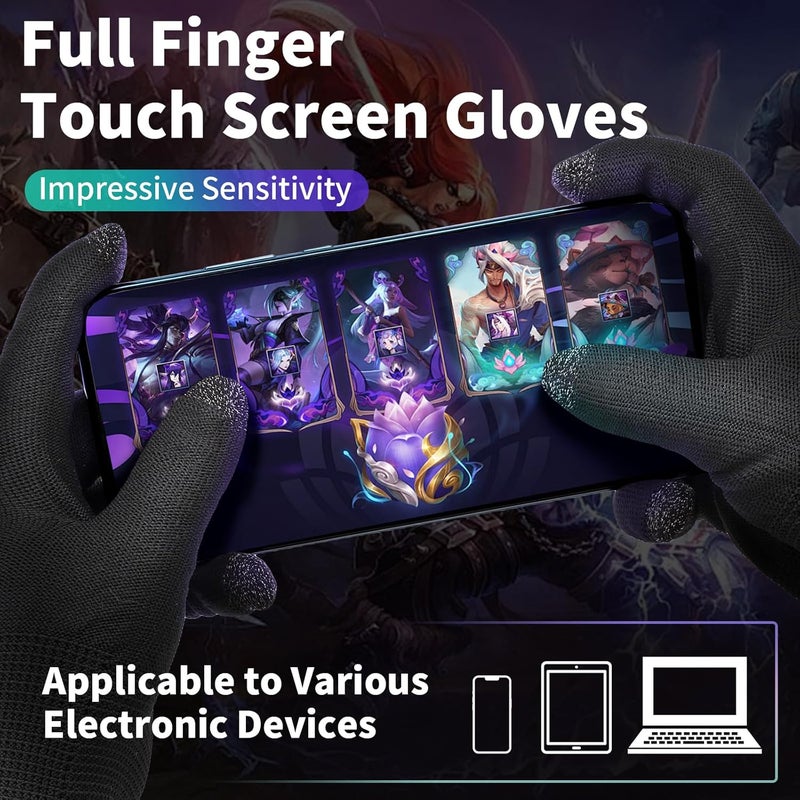 ENPOINT Touch Screen Gloves - 5 Pairs Highly Sensitive Seamless Gaming Gloves for Sweaty Hands, Breathable Anti-Slip Guantes Gamer, PUBG Mobile Call of Duty Mobile Gaming Accessories - Image 2